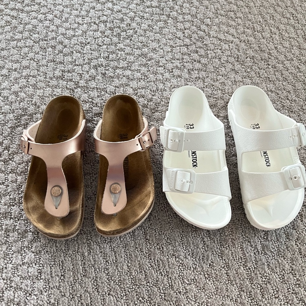 LOTS OF 2 Birkenstock Kids Sandals - Rose Gold and White.
